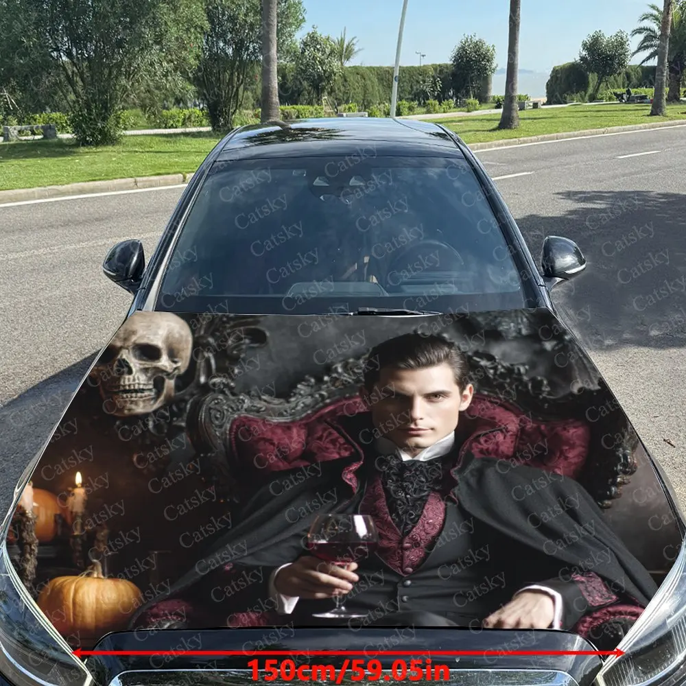 Vampire Duke Car Hood Decal Sticker - Fit For Most Vehicles - Protective Engine Hood Film & Automotive Exterior Accessory
