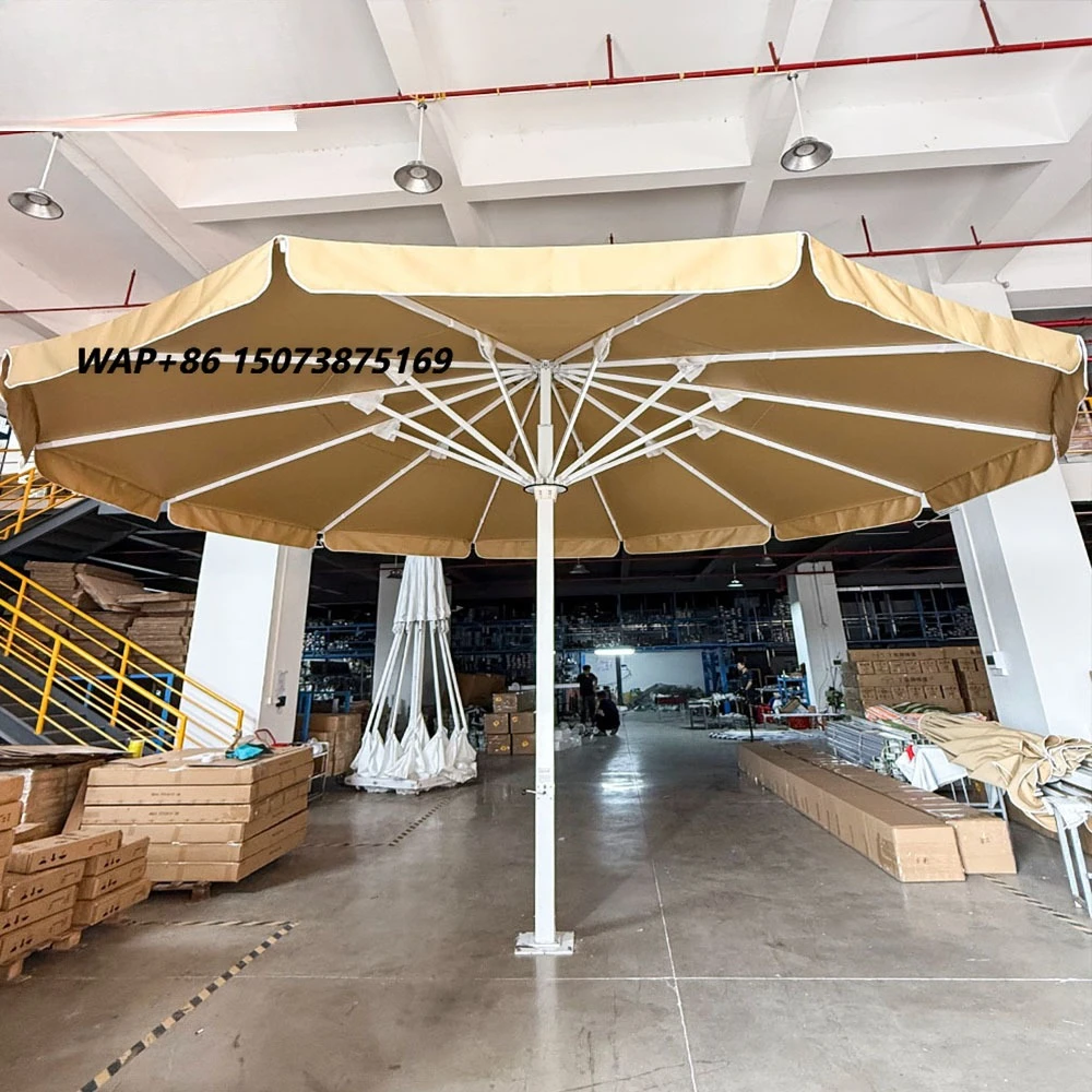 Factory Restaurant 4m-9m Large Size Electric LED Remote Control Outdoor Aluminum Retractable Umbrella Hotel Custom logo Folding