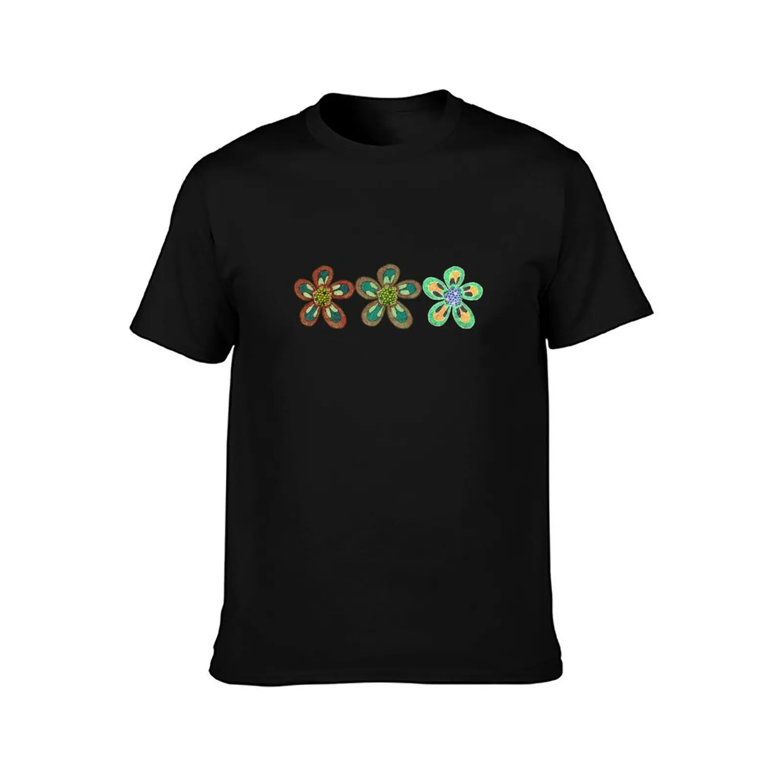 3 Flowers T-Shirt t shirts for man pack cotton T-Shirt