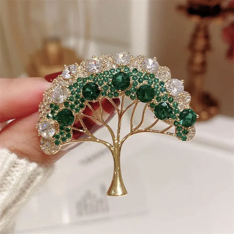 Christmas White Snowflake Brooche Rhinestone Green Pine Suit Corsage Clothing Pins Accessories