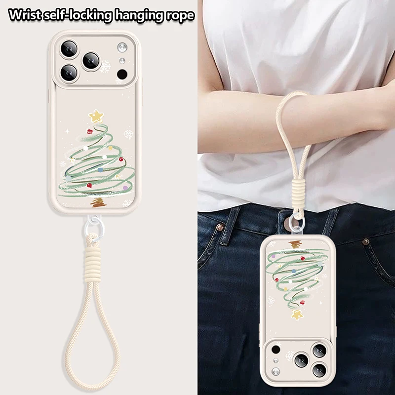 الخيال خط شجرة عيد الميلاد شريط للرسغ الحال بالنسبة آيفون 17 برو ماكس فوندا آيفون 16 برو ماكس 15 14 13 12 11 16E 17 الهواء غطاء ناعم