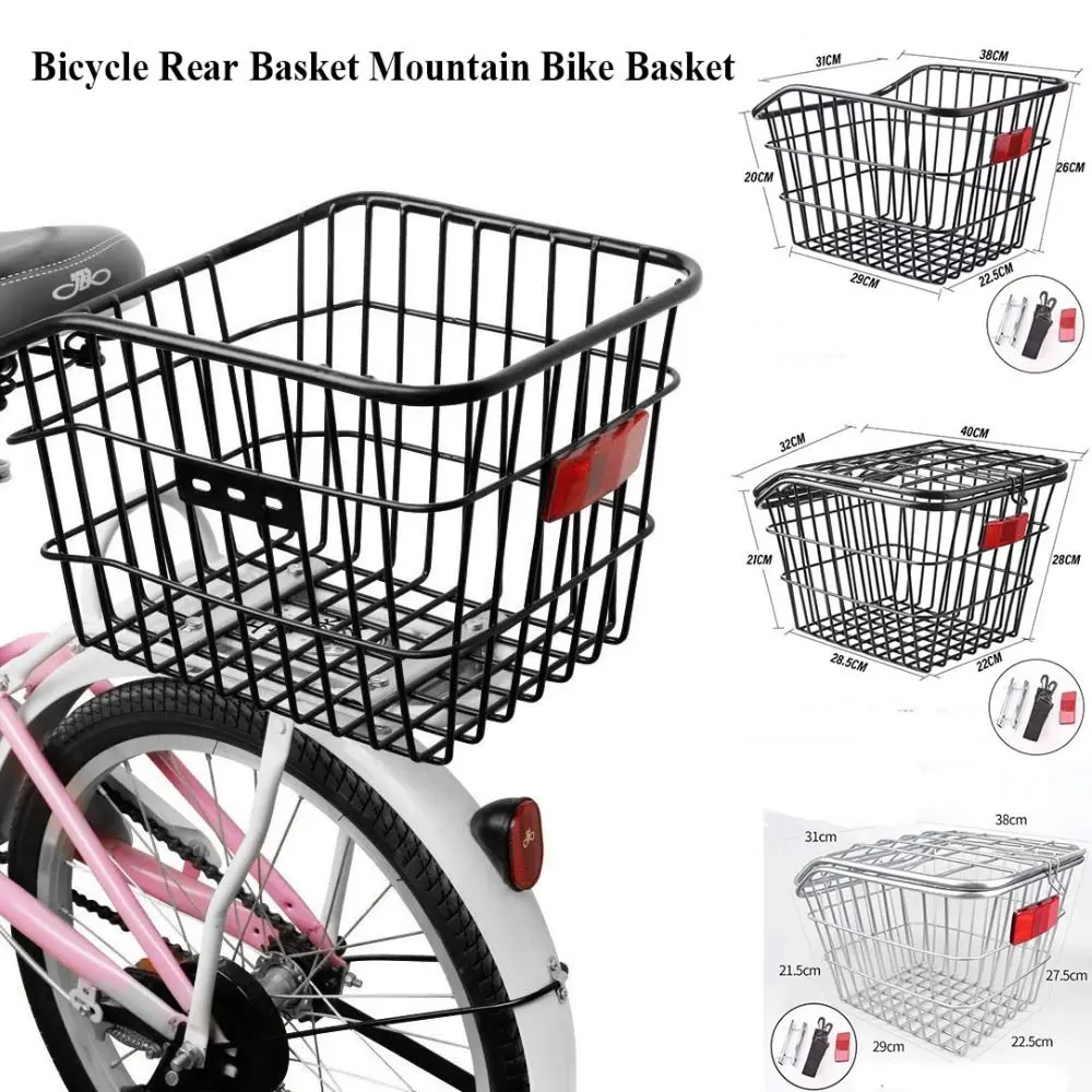 

Easy To Install Bicycle Rear Basket Metal Fixed Durable Bike Rear Basket Black/Silver Adjustable Mountain Bike Basket