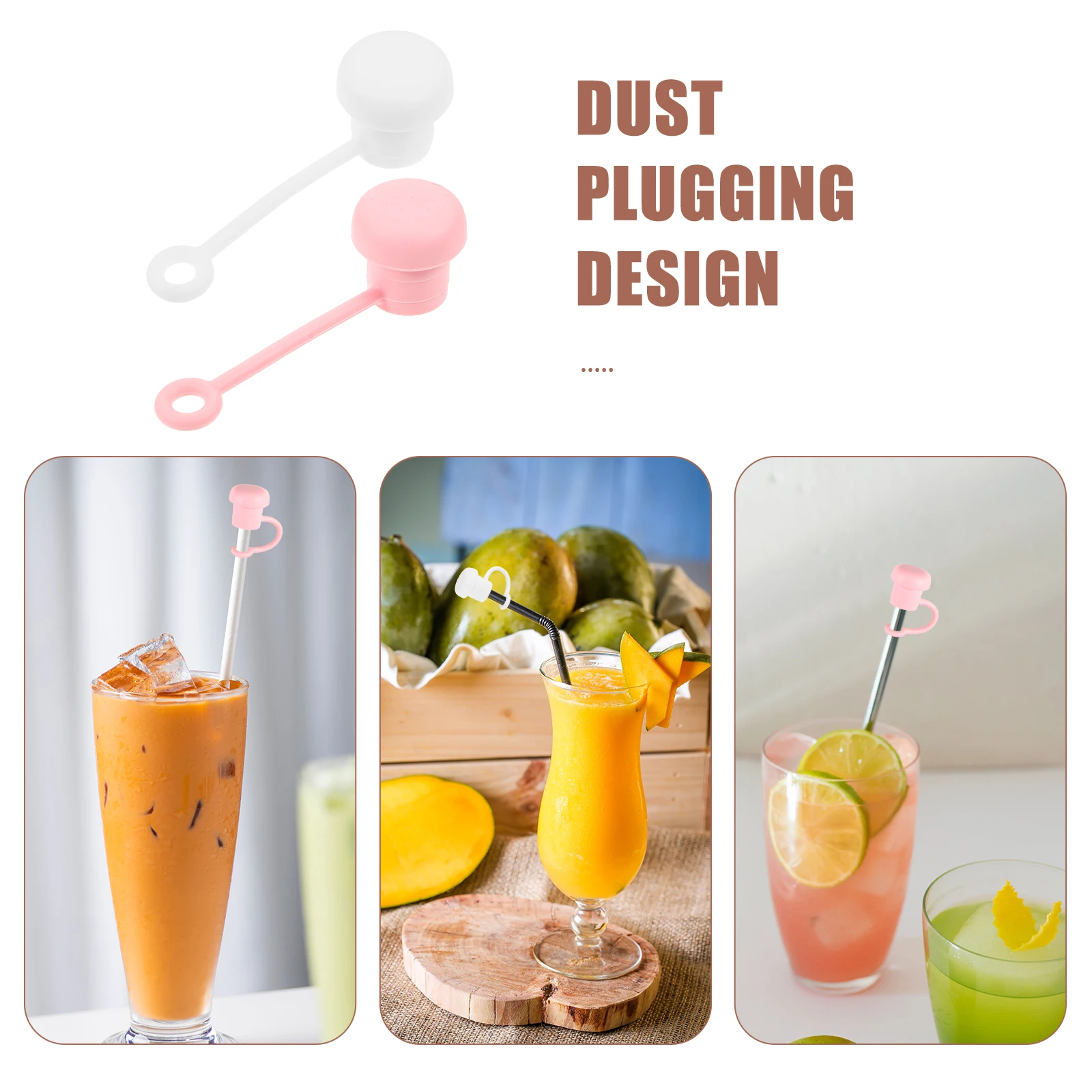 

4pcs Silicone Straw Covers Cute Reusable Dust Plug Tumbler Straw Protector Food Grade Universal For 6-10Mm Straws Kitchen Bar