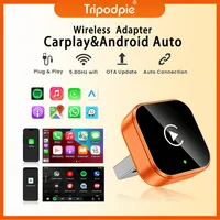 2026 2in 1 Wireless CarPlay Dongle Wireless Android Auto Adapter AI Smart Box 5Ghz WiFi Type-C/USB Plug and Play Car Accessories