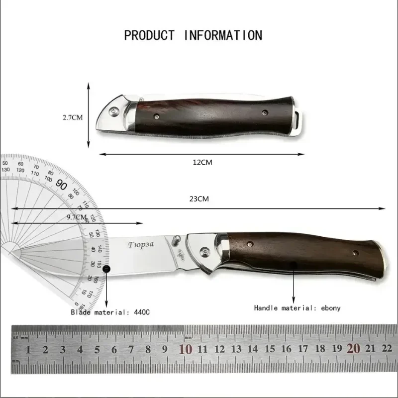 Russian 440c folding knife, Outdoor tactical Hunting self-defense Rescue Survival EDC tool, chicken wing wood handle