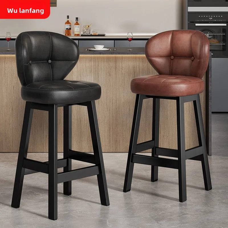 Light Luxury Iron Art Swivel Chair Modern Design Home Commercial Use Cashier Front Desk Island Bar Stool Living Room Furniture