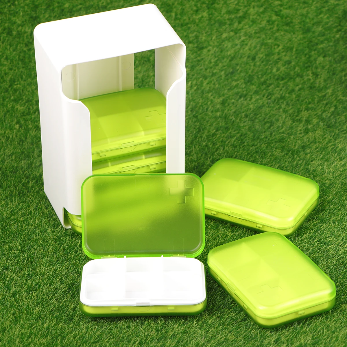 

1Set Travel Medicine Storage Case Portable 7 Layers 42 Grid Durable Pill Organizer Capsule Container Green Case