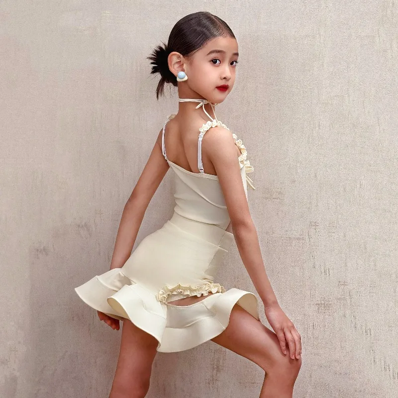 

New summer Latin dance dress for girls' Cha-cha, girls' practice dress and children's performance dance dress set