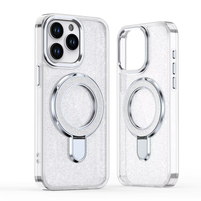 

Transparent wireless charging MagSafe phone case suitable for iPhone 16 15 14 13 Pro Max glitter anti drop and shockproof case