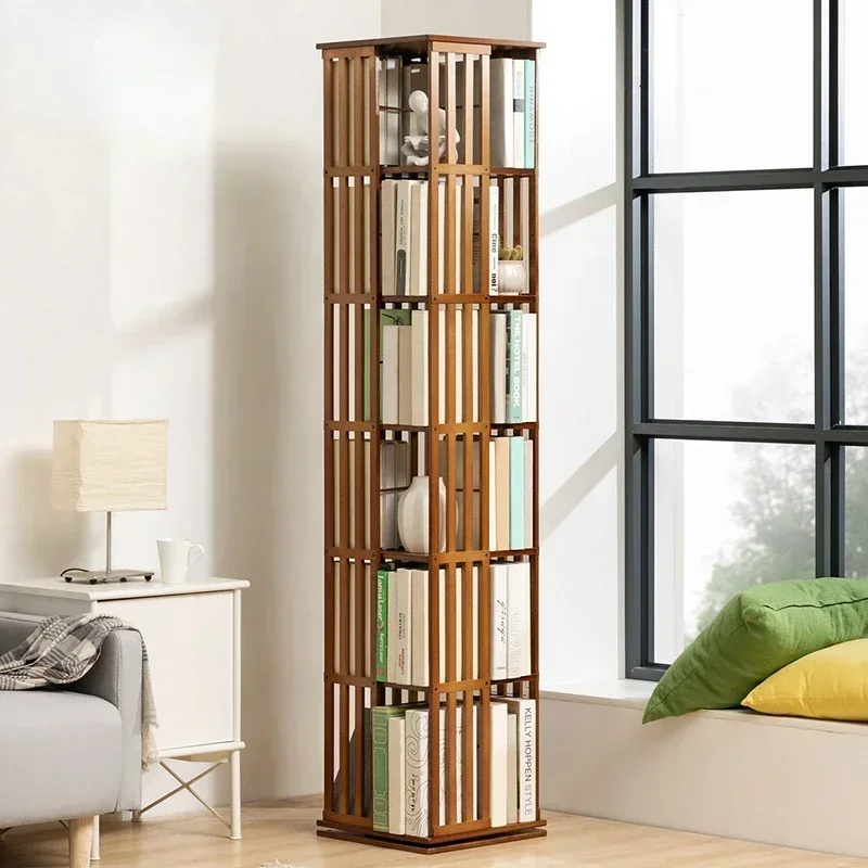 

Bamboo Storage Shelf Children's Book Shelf 360 Degree Rotating Multi-layer Non-slip Foot Pad Book Cabinet Storage Rack