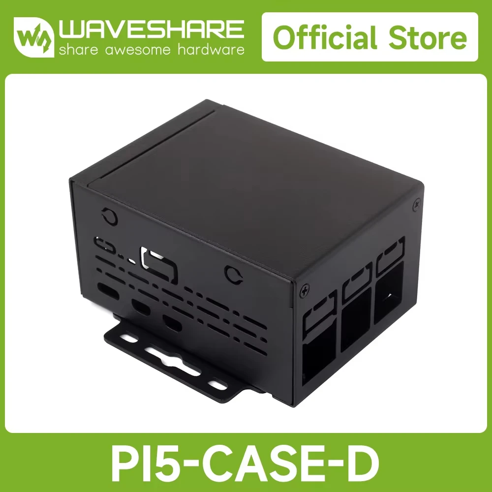PI5-CASE-D Waveshare Industrial Grade Metal Case for Raspberry Pi 5 Internal Space Supports Installing Official Cooling Fan