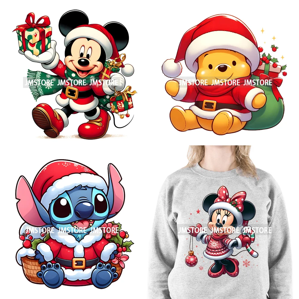 

Cute Cartoon Santa Claus Animal Character Merry Christmas Decals Iron On DTF Transfers Stickers Ready To Press For Clothes