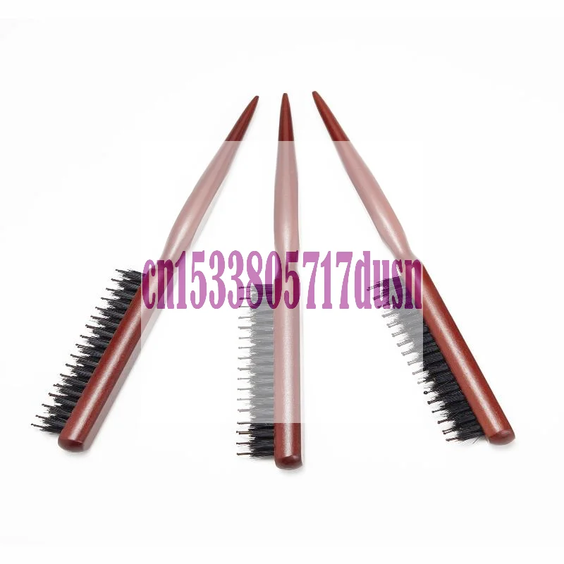 

{HBA17} Three Rows Boar Bristle Wooden Handle Comb Hair Fluffy Back Teasing Hair Brush Hairdressing Styling Tools