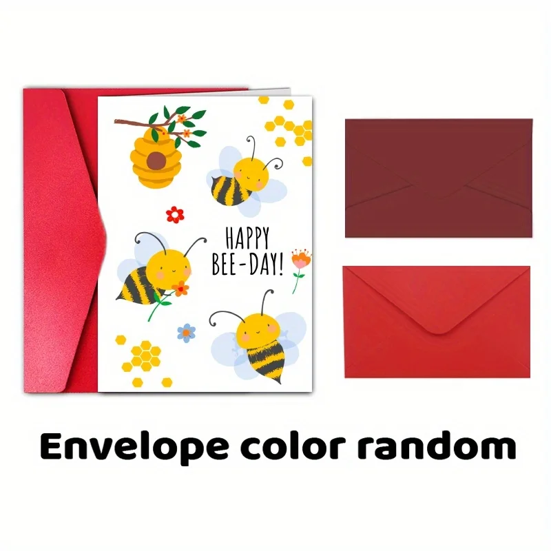 1pc, Happy Birthday Card, Cute Card, Funny Bee Birthday Card, Humorous Birthday Card, Happy Bee Day, Hilarious Pun Birthday Card - view 3
