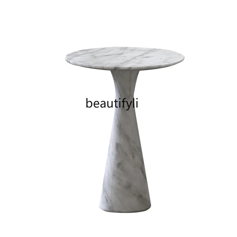 

Natural marble medieval Italian light luxury industrial style living room creative corner table luxury stone small side table