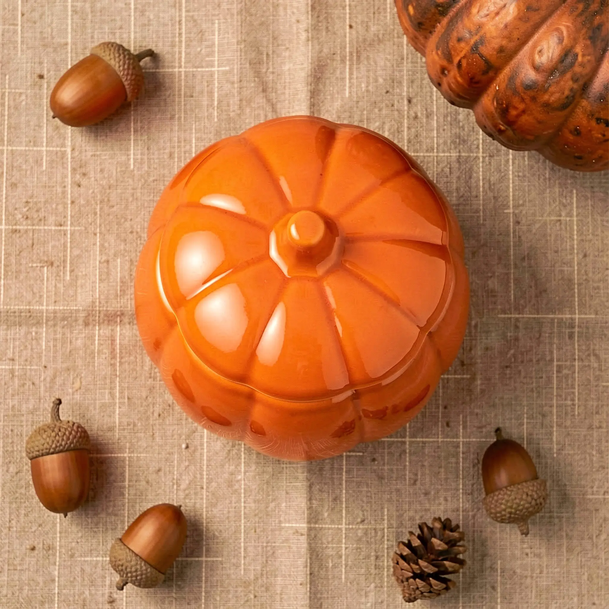Pumpkin Shaped Candy Jar for Halloween Decor Storage Jar with Tight Seal Lid Ideal for Candies Nuts Snacks Home Kitchen Use
