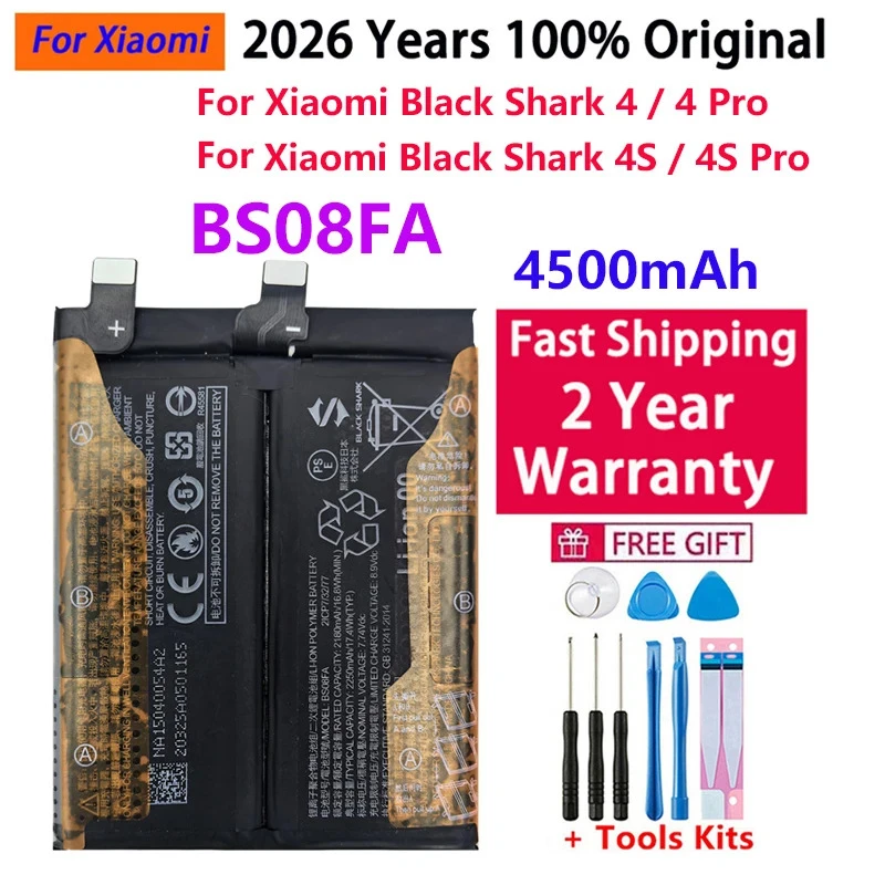 

BS08FA Replacement Battery for Xiaomi Black Shark 4 Pro 4Pro / 4S Pro 4SPro PRS-H0 PRS-A0 5RS KSR-A0 Batteries With Free Tools
