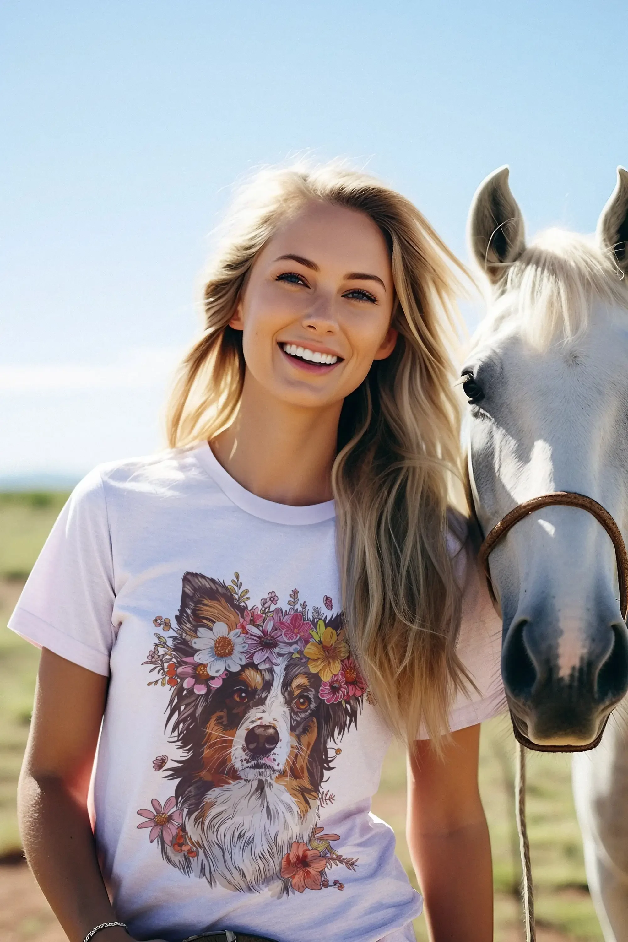 Floral Border Collie T shirt Mom Cottagecore Dog Lover Cute
