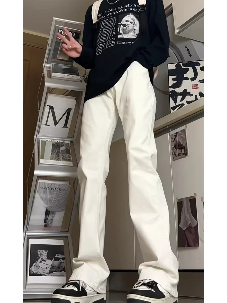 

Мужские джинсы из мягкого эластичного денима, облегающие, в американском ретро-стиле, прямые, длинные, с расклешенным низом, молодежная одежда