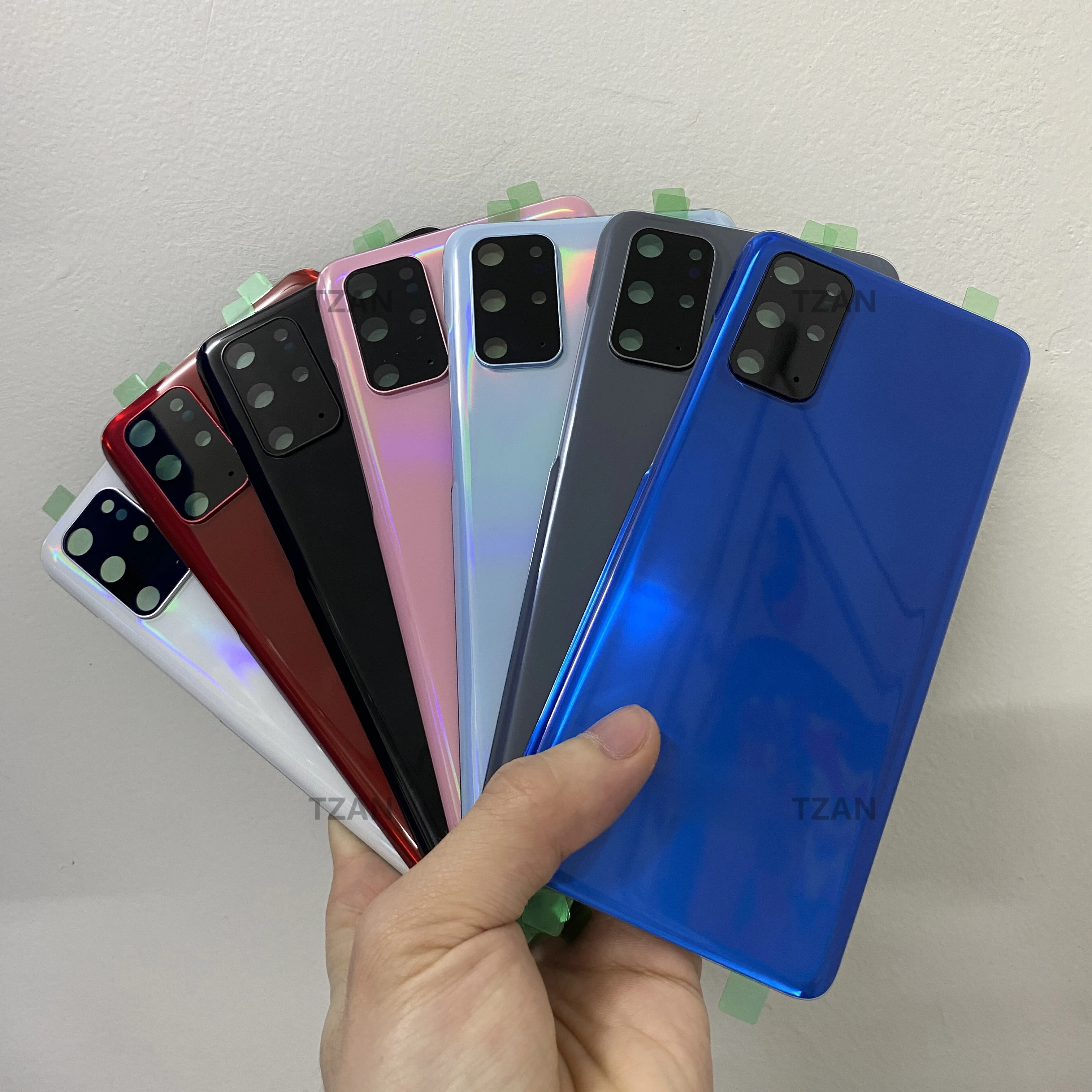 

For Samsung Galaxy S20 Plus Back Glass Panel SM-G985 Battery Cover With Camera Lens+ Adhesive rear Door Housing 3D plating Bezel