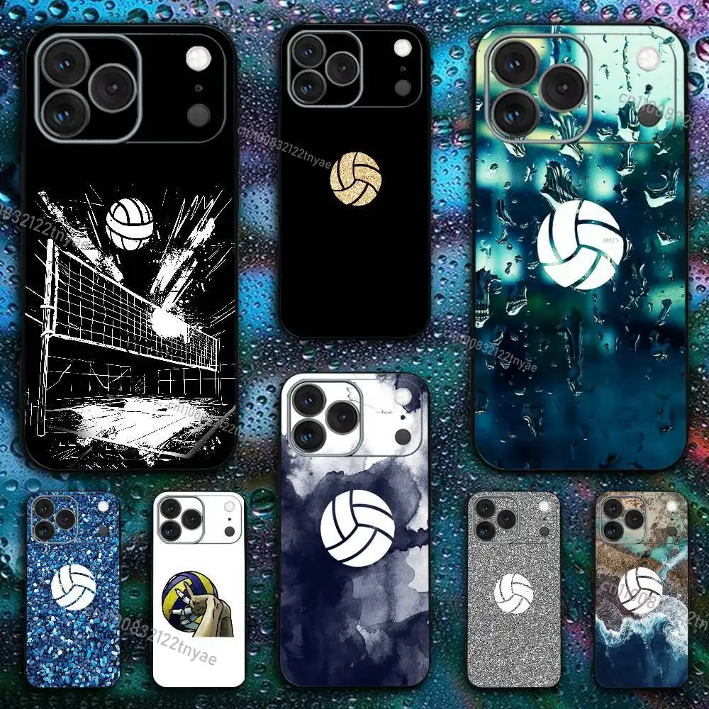 

Painted Art Volleyball Phone Case For iPhone 17,16,15,14,13,12,11,X,XR,XS,Plus,Mini,Pro,Max Soft black Shockproof Cover