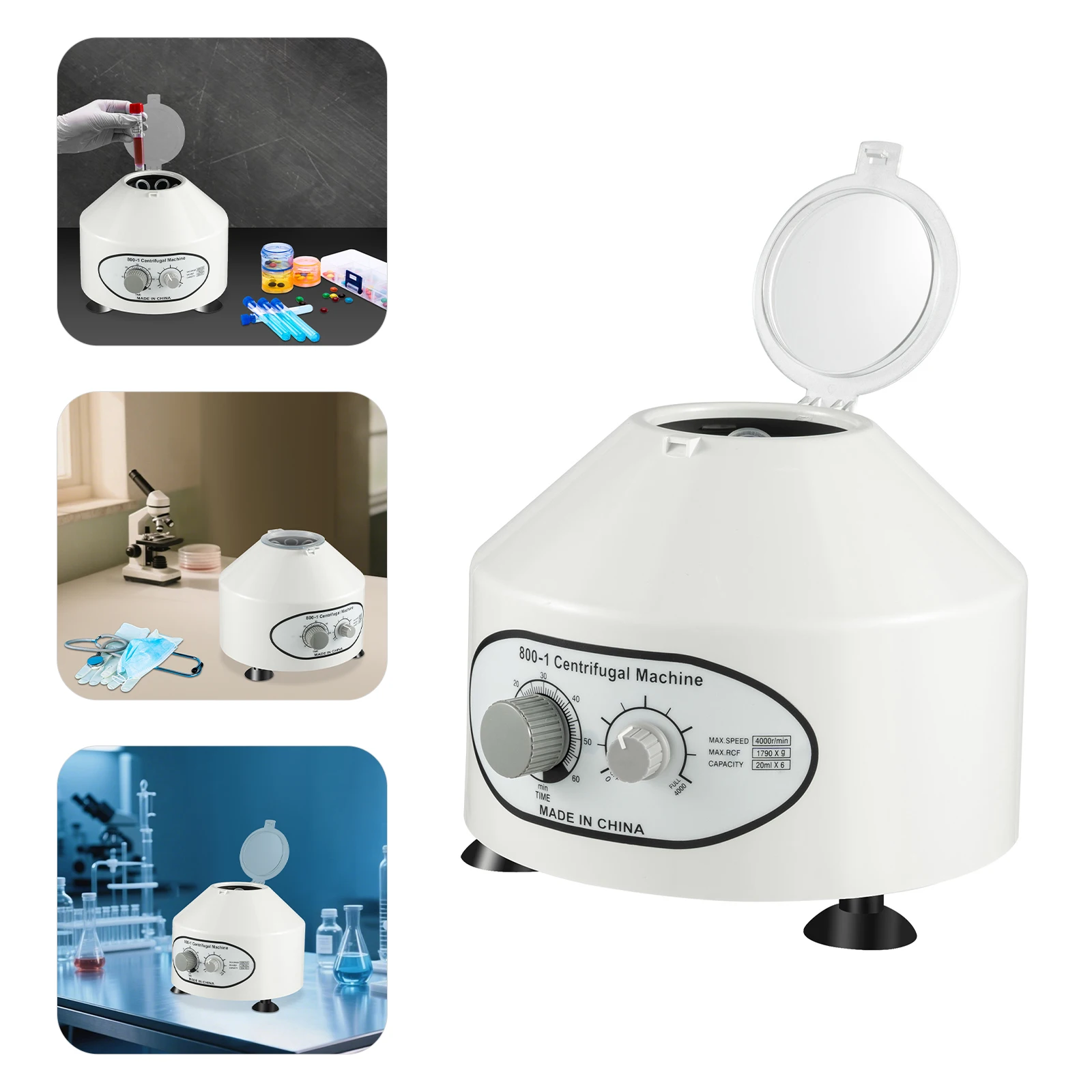 Centrifugadora de laboratorio eléctrica 800-1, 25W, 6x20ml, centrífuga de mesa médica de gran capacidad, Control de velocidad y tiempo ajustables, poco ruido