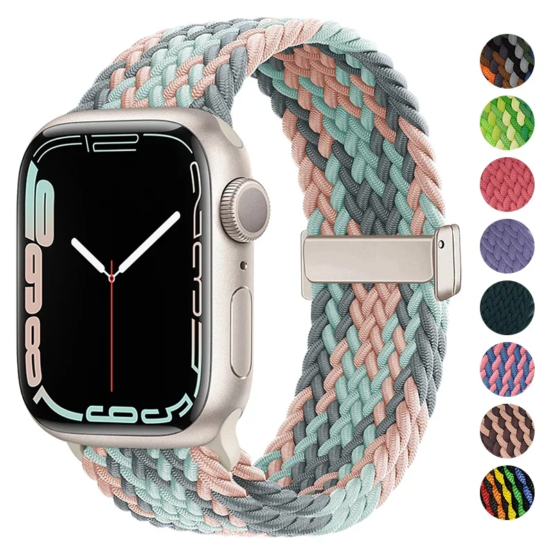 Nylon Band For Apple Watch Strap 44mm 40mm 45mm 49mm 41mm 38mm magnetic buckle Bracelet iWatch series se 7 3 5 6 8 9 Ultra 2