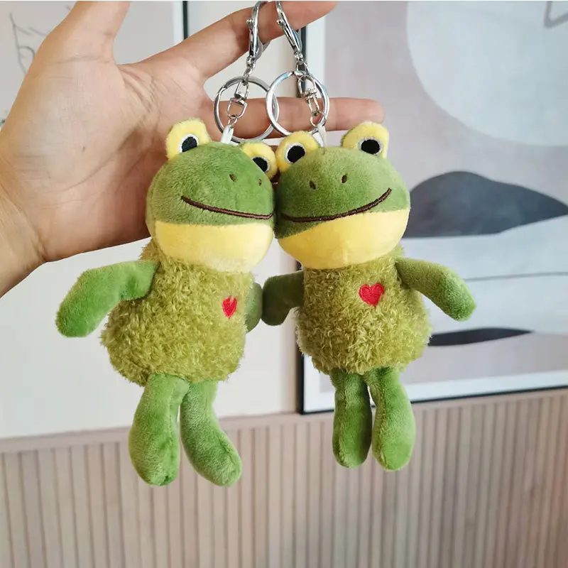1Pcs Cute Plush Frog Keychain Personality Cute Big Eyes Plush Soft Body Love Doll Keychain Backpack Car Accessories Kidss Toys