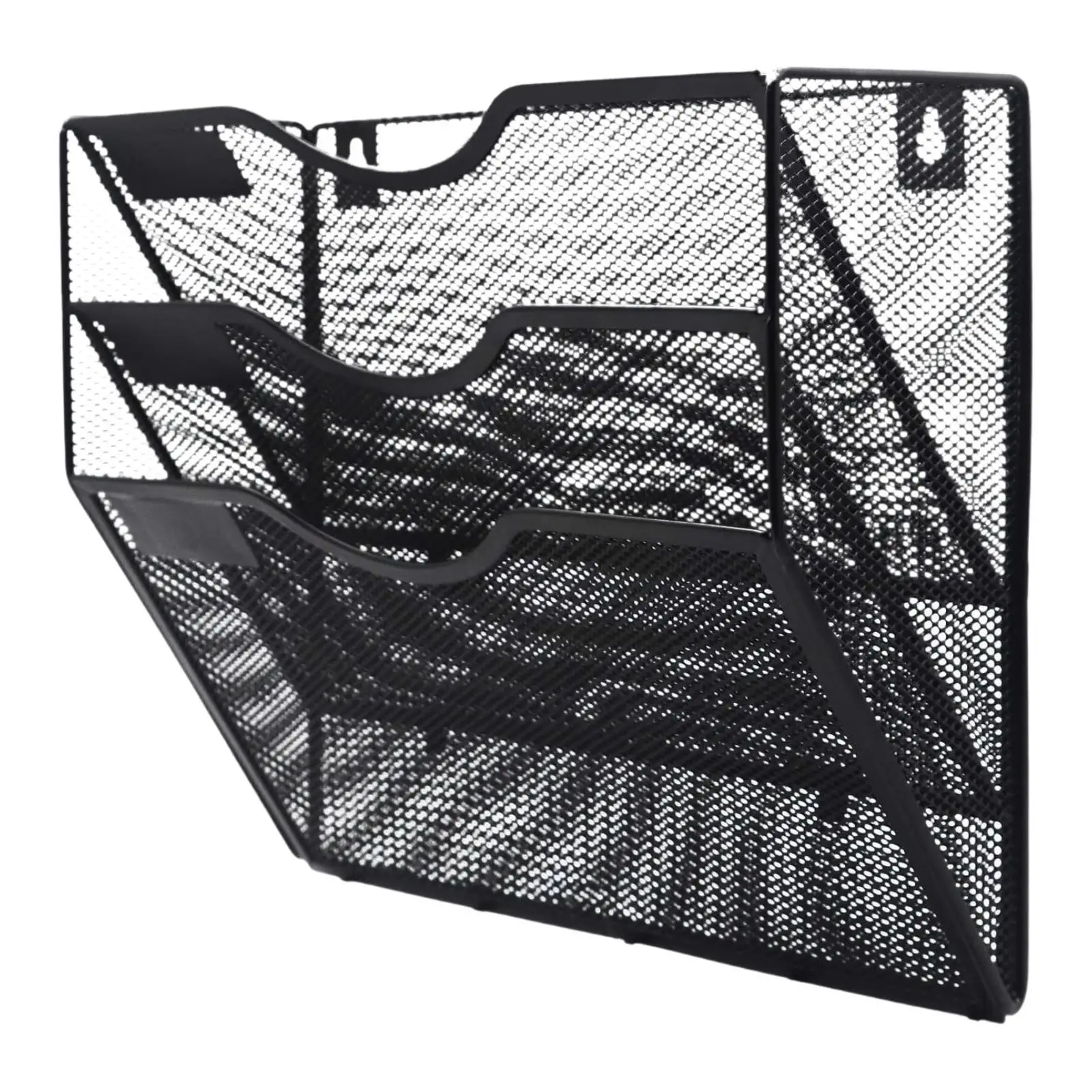 Mesh Wall File Organizer Clipboard Storage Metal Magazine Rack 3 Tiers Holder for Home Mail Paper Document Office School