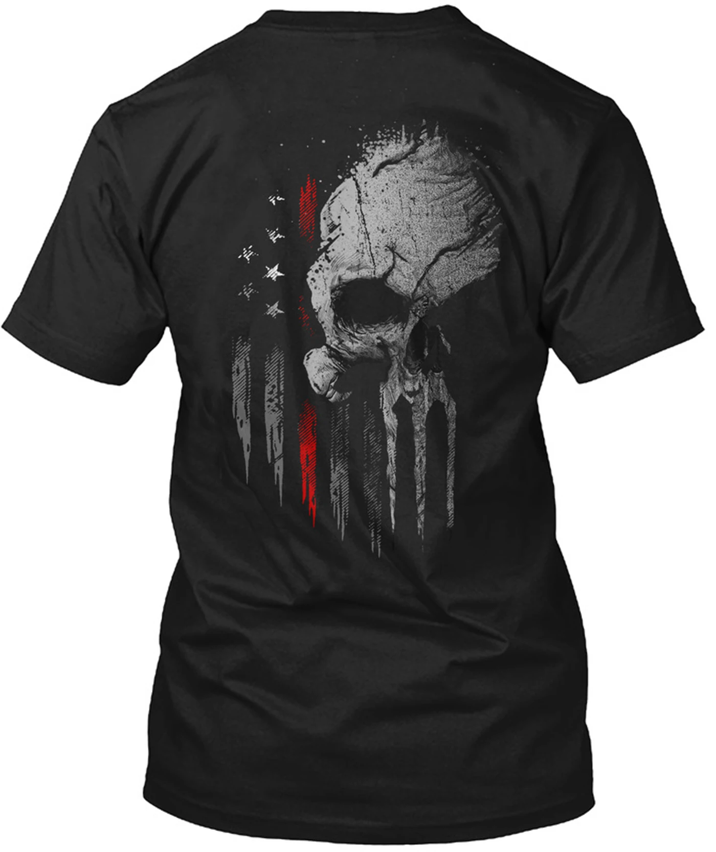 

Thin Red Line American Flag Vert Skull T-Shirt 100% Cotton O-Neck Summer Short Sleeve Casual Mens T-shirt Size S-3XL