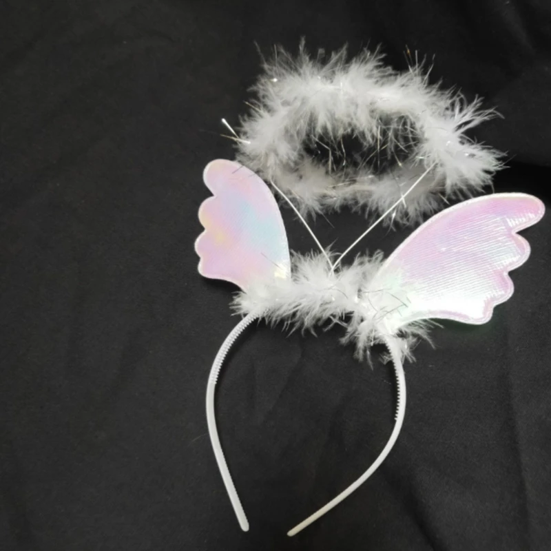 Bandeau ailes d'ange en plumes pour enfants, Halo, Halloween, noël, nouvel an, fête d'anniversaire, couvre-chef, Festival, accessoire pour enfants