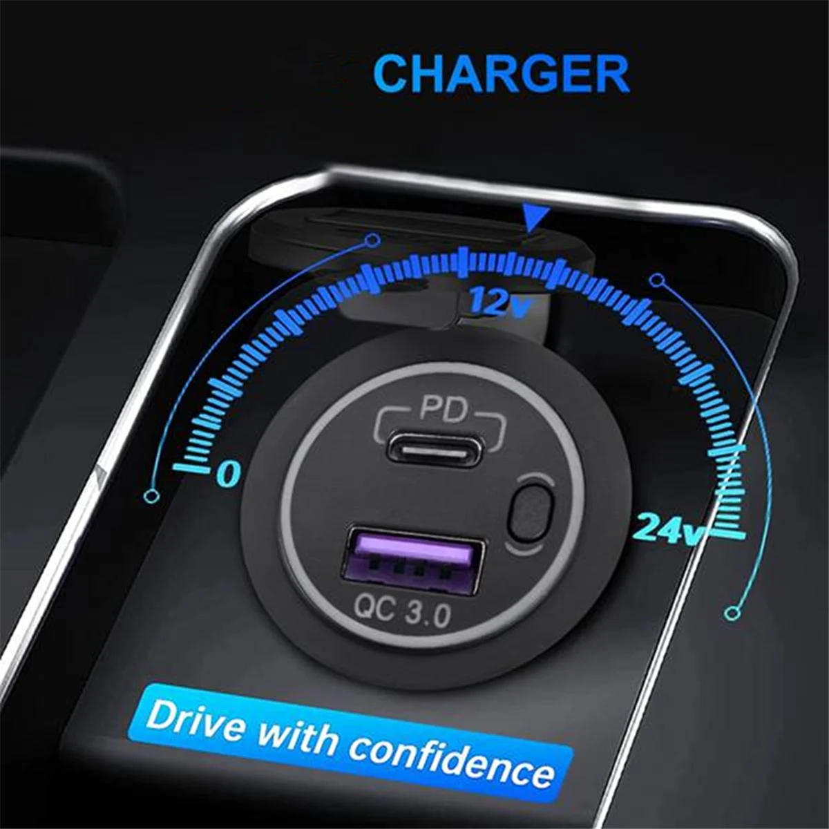 4Set Black +Blue PD Type C USB Car Charger and QC 3.0 Quick Charger 12V Power Outlet Socket with ON/Off Switch for