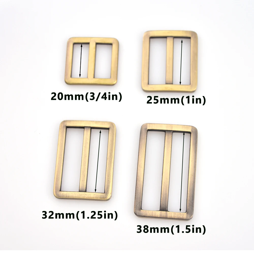 5Pcs Metal Flat Slide Buckle Dual Adjustable TriGlide Keeper Buttons Fasteners for Sewing DIY Accessories