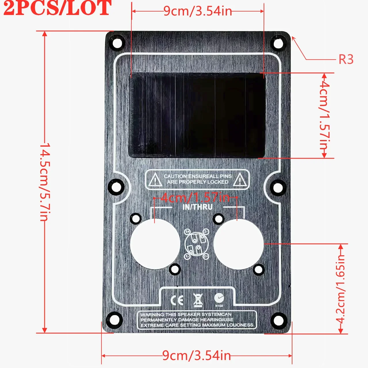 MW Audio NL4 Speakon Metallplatte 145x90x2,5mm, Aluminium-Anschlussplatte für PA-Lautsprecher, 2 Stück – Detail 1