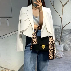 Short Small Suit Jacket Lady 2023 Spring  Autumn New Western Style Suit Jacket Female Blazer Mujer Vintage White Top Gray Blouse