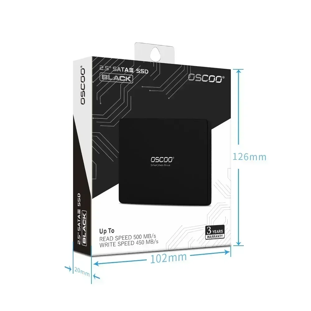 OSCOO-Disque Dur SSD SATA 3 de 120 Pouces, avec Capacité de 256 Go, 240 Go, 512 Go, 2.5 Go, pour Ordinateur Portable