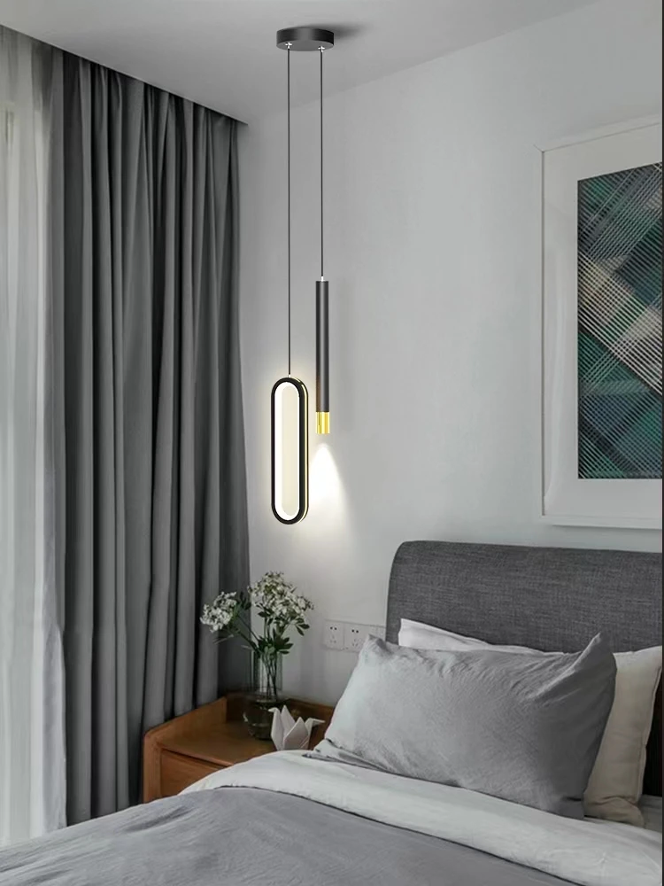 

Modern Home Decor Lustre Minimalist LED Pendant Lights Nordic Bedroom Bedside Double head Long Line Light suspensions luminaire