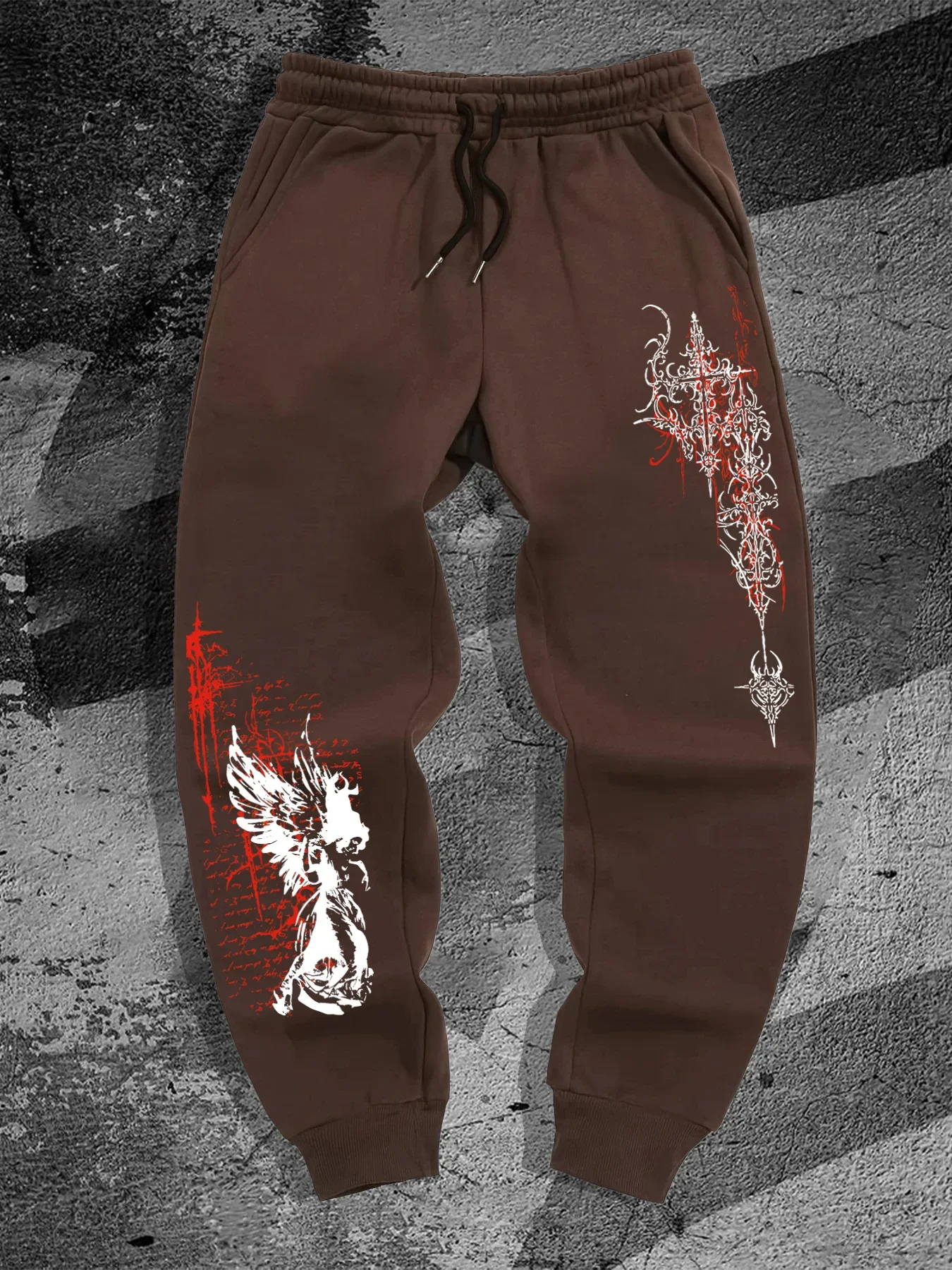 

Gothic Angel Print Men's Autumn Casual Jogging Pants New Campus Style, Men's Jogging Pants, Sports Trousers, Casual Dress Y2K