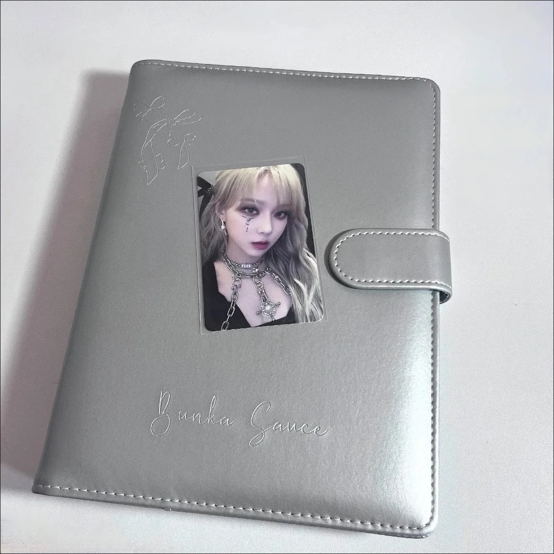 MINKYS PU Leather Silver A5 Kpop Photocards Collect Binder idol Photo Card Book Idol Storage Album Stationery