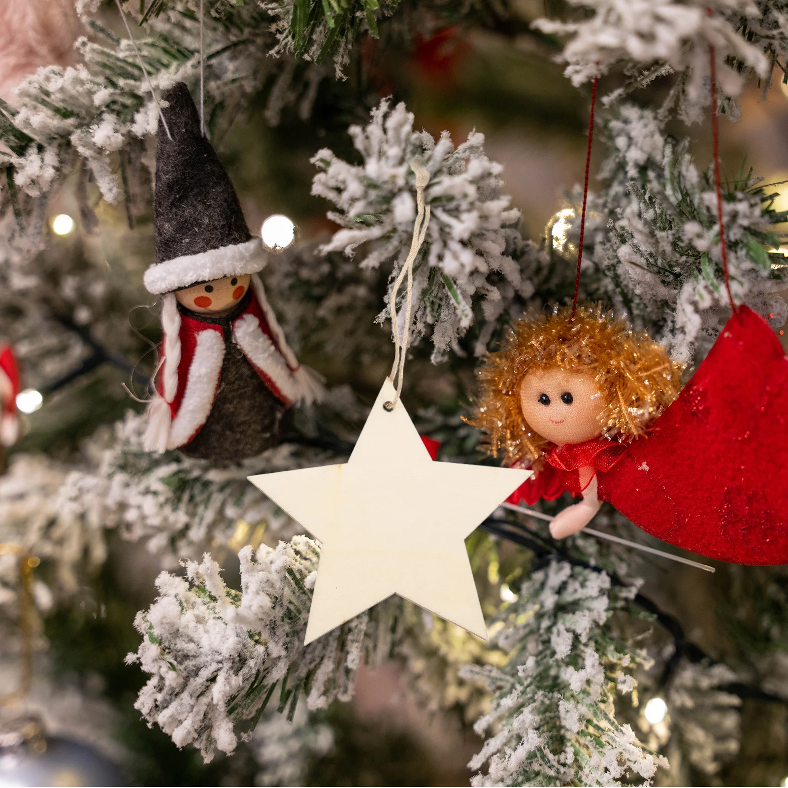 50 قطعة نجمة خشبية الخماسي معلقة المعلقات الزخرفية شجرة عيد الميلاد الحلي عيد الميلاد نافذة الباب لوازم معلقة Craft بها بنفسك الحرفية #2