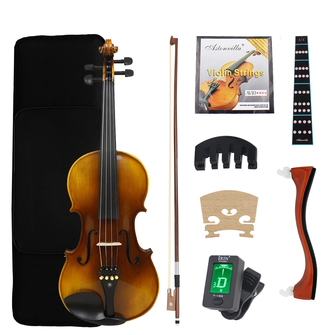 Astonvilla AV-610 4/4 Violin Spruce Panel Maple Back Ebony Fingerboard Violin With Case Bow Tuner Violin Parts & Accessories