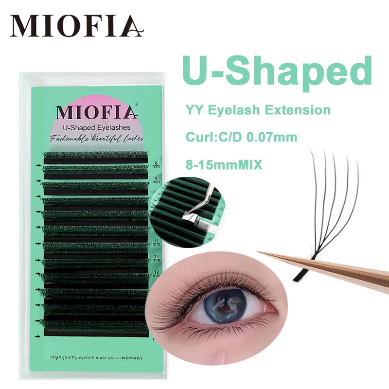 MIOFIA U-شكل ثلاثية الأبعاد 4D 5D الرموش ملحقات 8-15 مللي متر الطبيعية لينة U جلدة قسط المنك البرازيلي Cilios المنك الرموش الصناعية