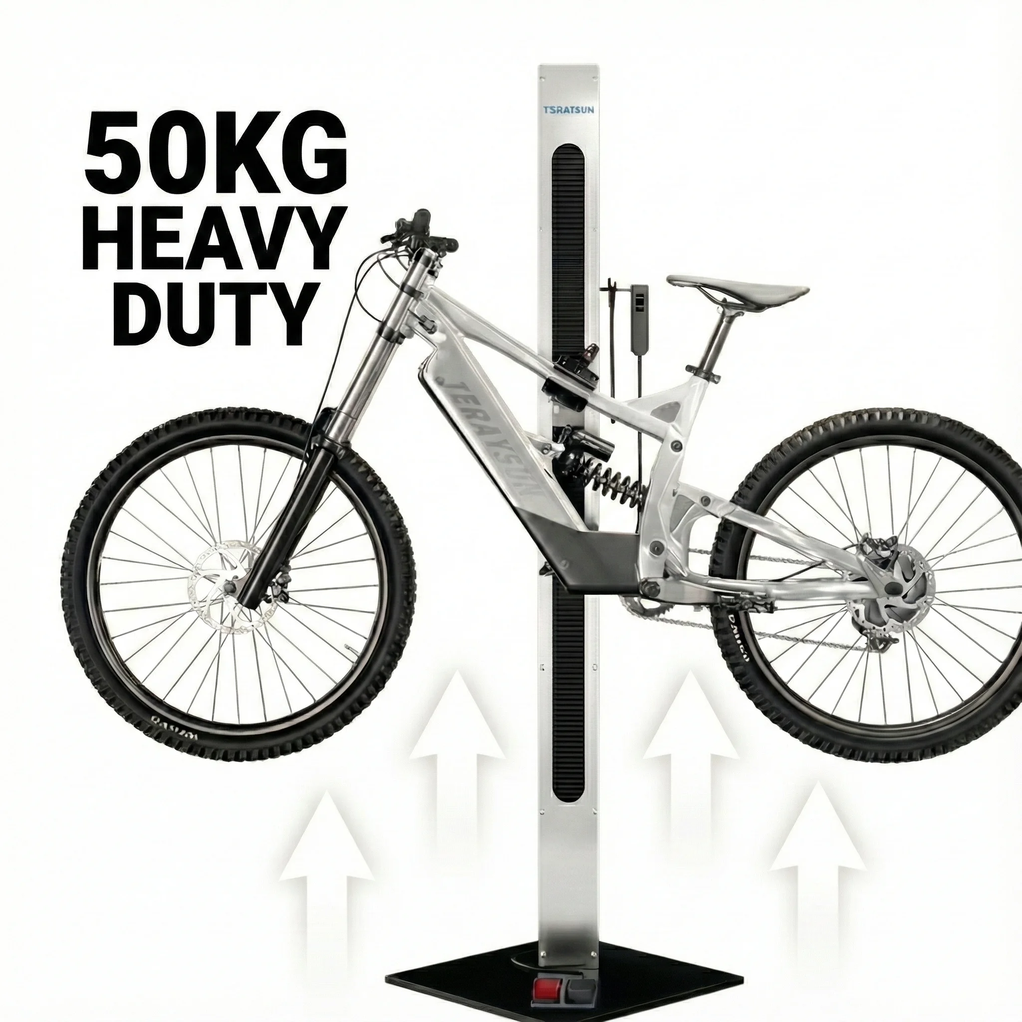 

Heavy Duty Motorized Bicycle Lift Stand Chain Drive Adjustable 70-185cm Electric Bike Repair Rack 50kg Load Capacity Hand/Pedal