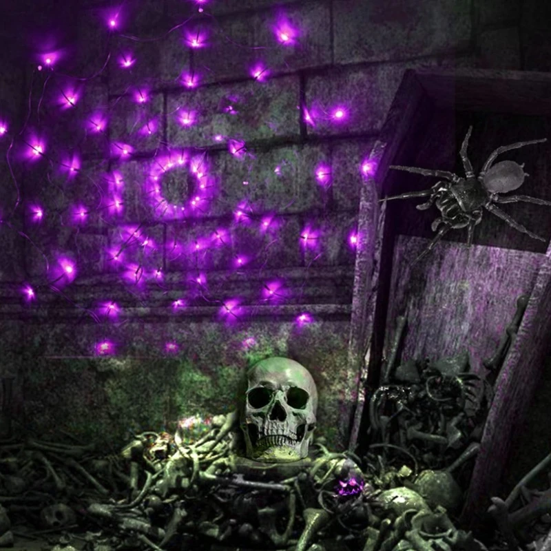 

Halloween LED Spider Web String Lights Ghost Festival Atmosphere Lamp for Haunted House Party Scene Colorful Decoration Use