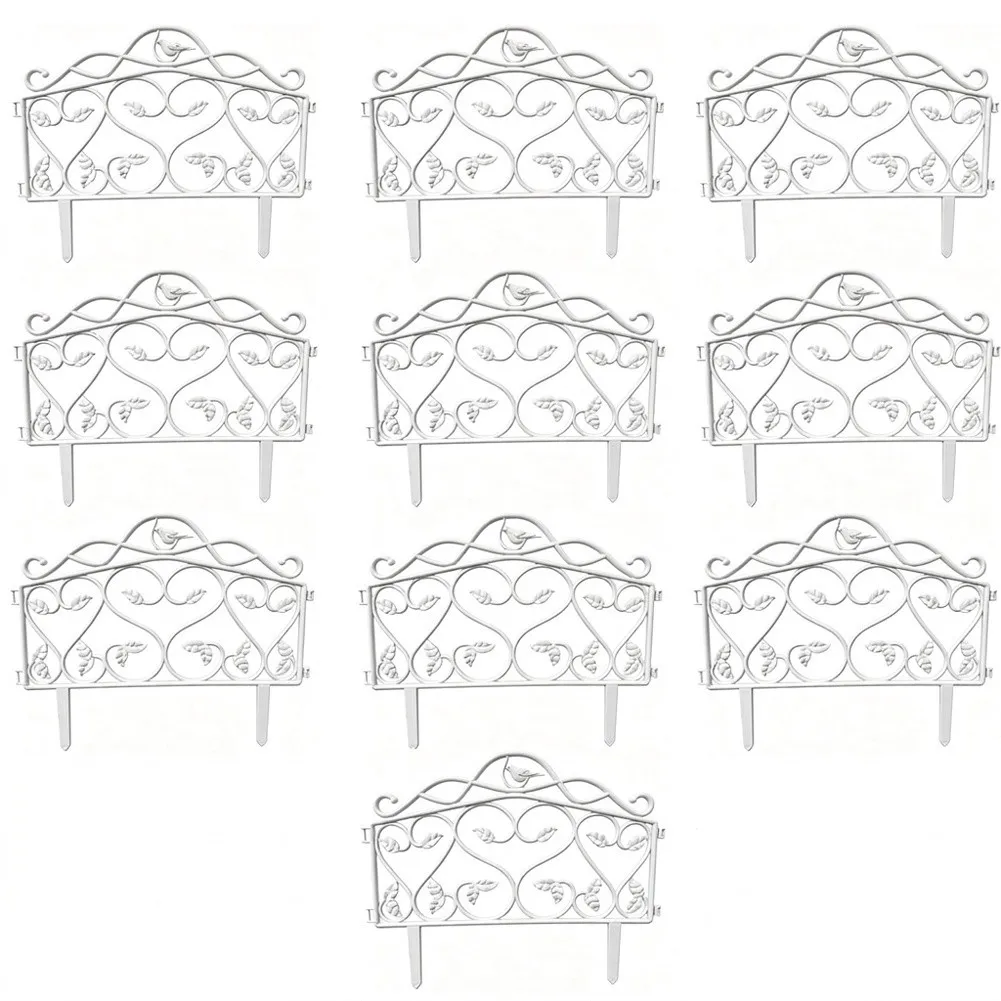 Decorative Plastic Garden Edging Fence Set of 10 for Flower Beds Pathways and Lawn Areas Weather Resistant PP Material