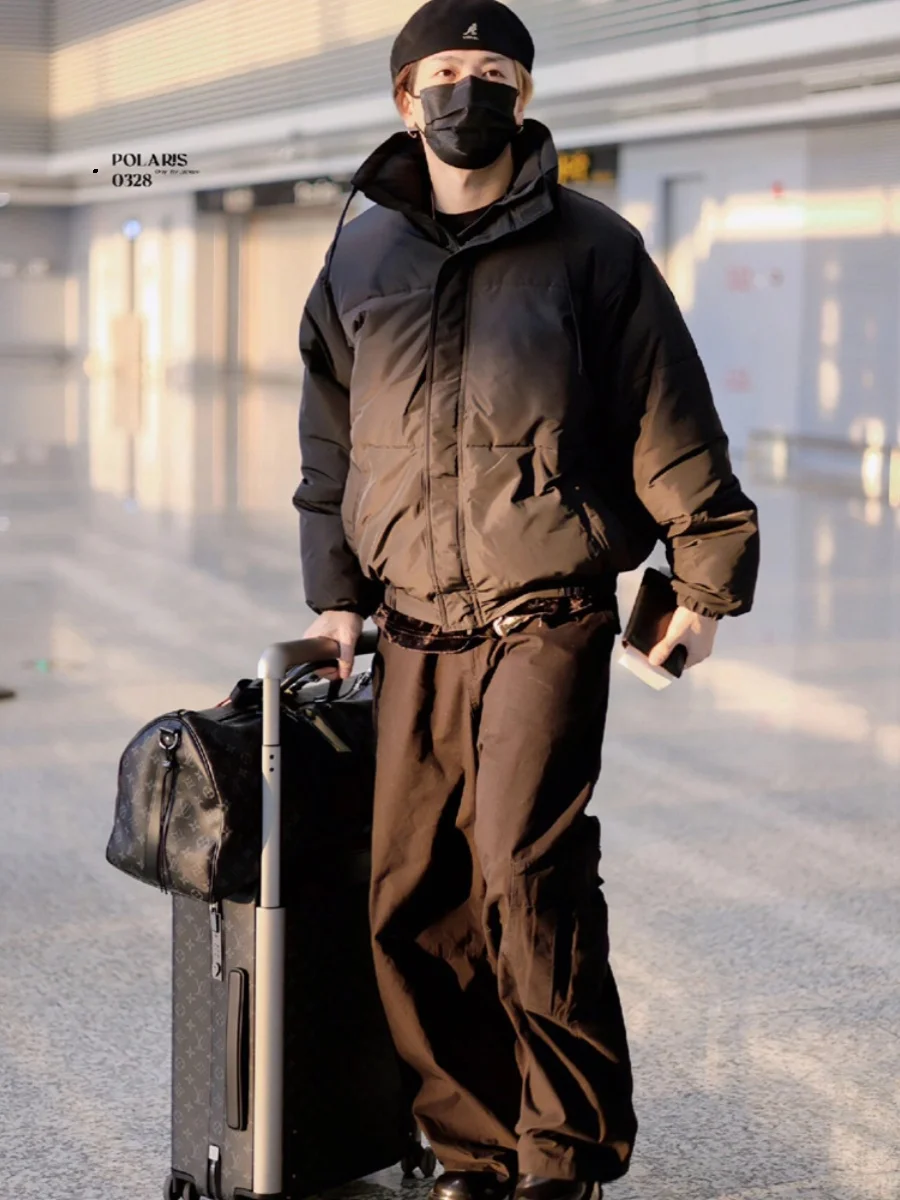 

JUDEE'S FOG Sle Double Line Loose down Cotton Jaet for Men And Women Casual Warm Youth ular ential Outerwear