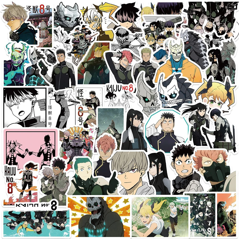10/30/50 Stück Kaiju No 8 Anime-Aufkleber Cartoon Hoshina Kafka Aufkleber Wasserdichte Graffiti-Aufkleber für Gepäck Laptop Coole Spielzeug-Aufkleber