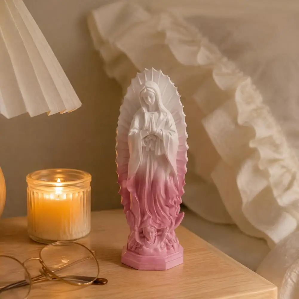 Resin Desktop Ornaments Mexican Figure Statue Lady of Guadalupe Statue Mary Resin Figurine Inspirational Sculpture for Home