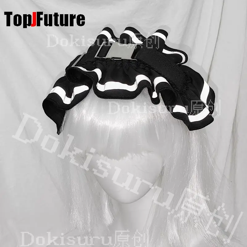 Streetwear Y2k Girl Women Gothic Lolita Cosplay Harajuku Punk Steampunk Lace Spike Cross Hairband Hairband flounce reflect light