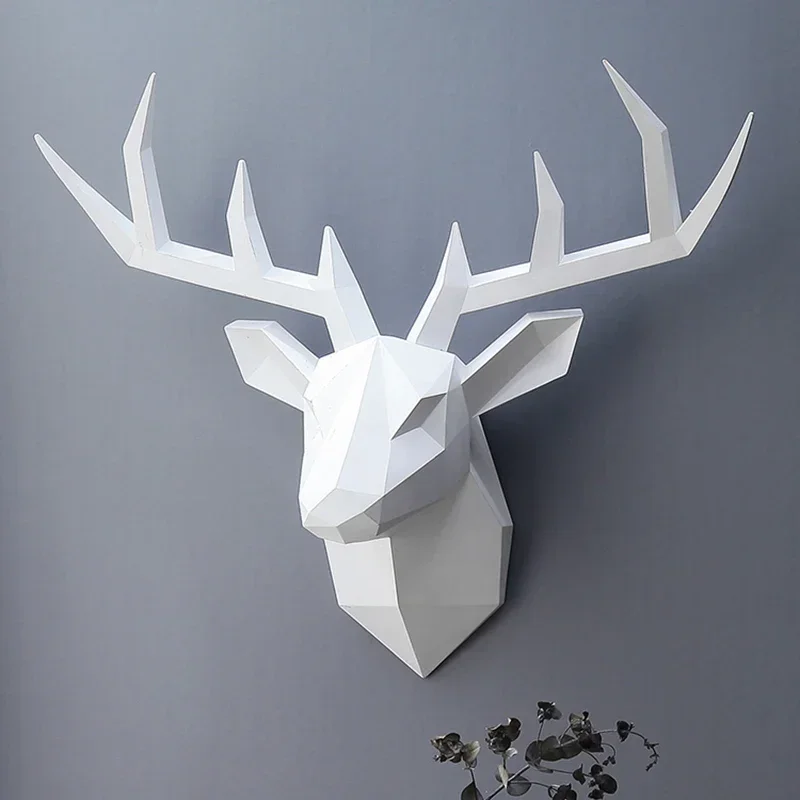 3D Deer Head Resin Statue For Wall Decoration,Animal Figurine,Living Room Wall Mount Decor,Deer Sculpture,Interior Decoration